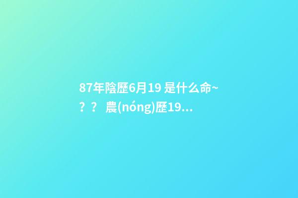87年陰歷6月19 是什么命~？？ 農(nóng)歷1987年6月19日,子時出生的女子是何命運(yùn)-第1張-觀點(diǎn)-玄機(jī)派